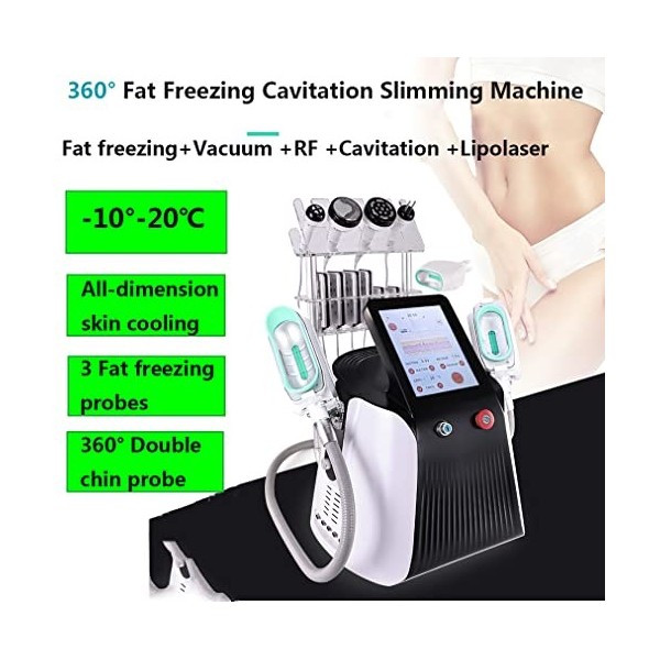 YXFAZPP Machine de cryolipolyse à 360° Amincissante avec Double poignée de Menton, équipement de beauté 8 en 1 pour façonner 