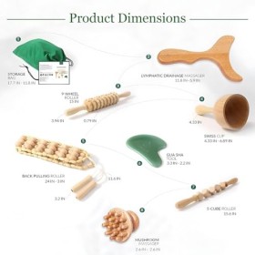 TRENDYYA Maderoterapia Kit Colombiana 6 en 1 Outils de Massage Bois Thérapie Outils pour la Formation du Corps, Anti-Cellulit