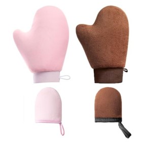 JCUGSBS Lot de 4 Applicateurs de Gant Autobronzant Faux Gant de Bronzage Double Face Gant De Bronzage En Velours Applicateur 