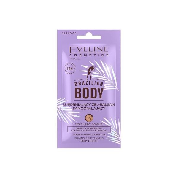 Eveline Cosmetics Gel-Baume Autobronzant Brésilien pour le Corps, Formule Hydratante et Raffermissante avec Érythrulose, DHA 
