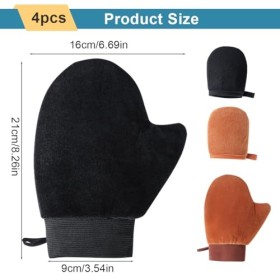 SGERUFZ 4 Pièces Gant Autobronzant, Double Face Visage et Corps, Corps, Tanning, Appliquateur pour Crème Solarium, Mousse Aut