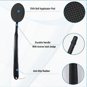 Applicateur de lotion à long manche pour le dos – Appliquer uniformément les crèmes autobronzantes et le dos – Noir-v