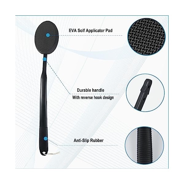 Applicateur de lotion à long manche pour le dos – Appliquer uniformément les crèmes autobronzantes et le dos – Noir-v