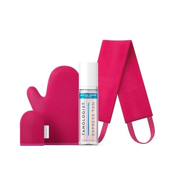 Tanologist Mousse autobronzante moyenne 200 ml + Tanologist Duo de mitaines autobronzantes pour le visage et le corps + Tano