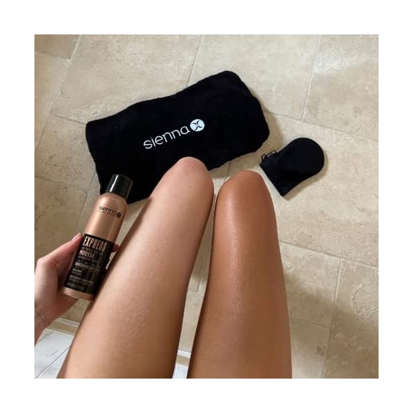 Sienna X Mousse Autobronzante Express Q10 200 ml. Formule à séchage rapide enrichie en vitamine E. Faux bronzage pour le visa