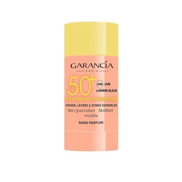 Garancia Stick Solaire Invisible SPF50+, Protection Très Haute, 15 g