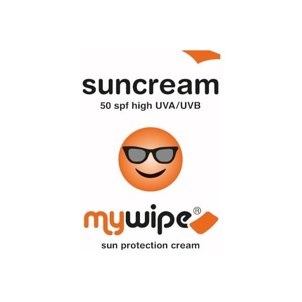 Mywipe Crème solaire de voyage en sachet facteur 50 SPF et UVA 8 crème solaire hydratante adaptée à tous types de peaux - 1 s