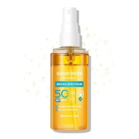 Huile solaire en spray, SPF 50, lait hydratant léger en spray pour le corps, protection à large spectre UVA/UVB