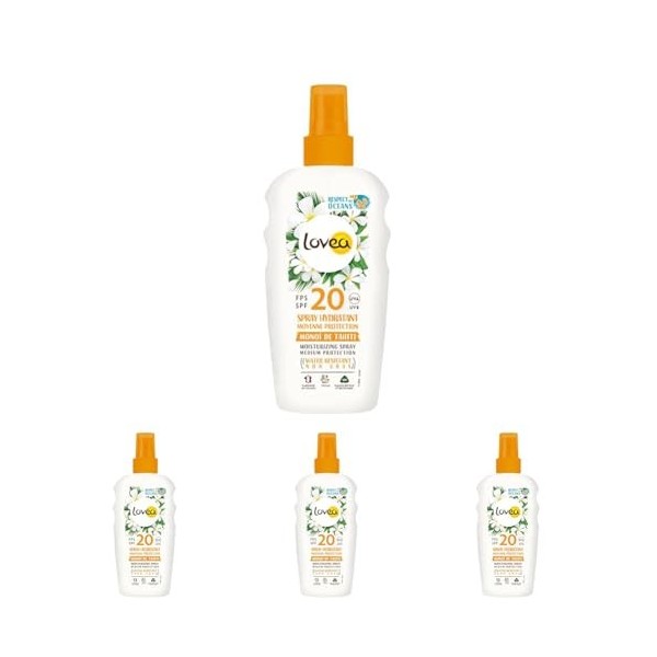 LOVEA - Spray Hydratant FPS 20 - Moyenne Protection Solaire Visage & Corps - Monoï De Tahiti - Protection UVA/UVB - Résistant
