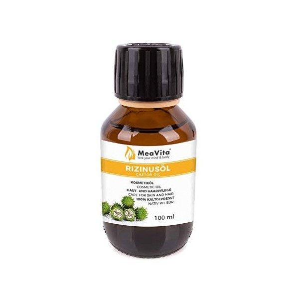 MeaVita huile de ricin - 100% pure huile pressée à froid, qualité supérieure, 1 paquet 1 x 100 ml 