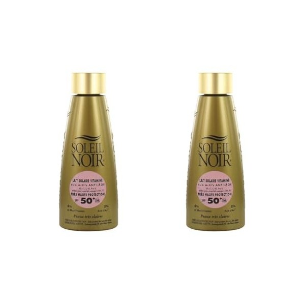 Soleil Noir Lait Solaire Vitaminé Très Haute Protection SPF50+ 150 ml Lot de 2 