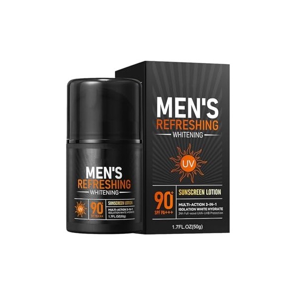 Crème Solaire pour Hommes, Solaire Bio SPF 90+, Crème Solaire Visage et Corps, Protection Solaire à la Formule Légère et Non 