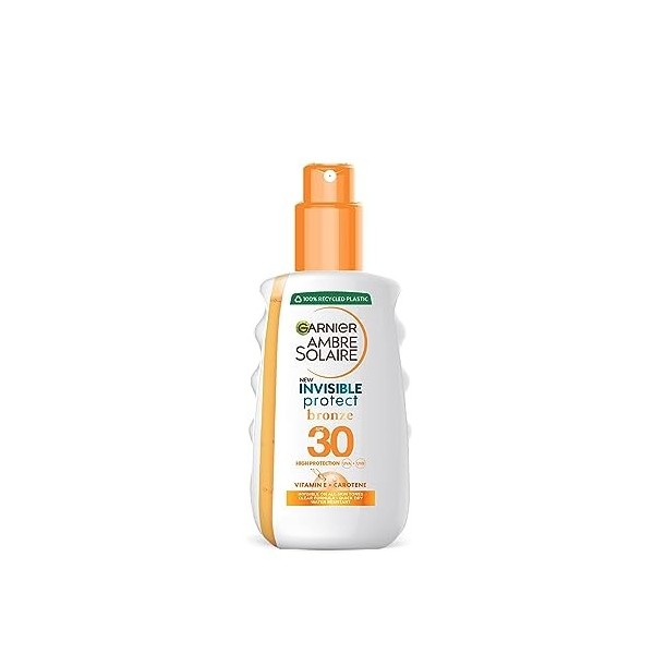 Garnier Ambre Solaire Invisible Protect Bronze, Spray Protection Solaire SPF30, 200 ml