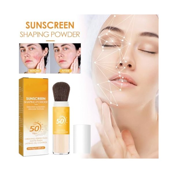 Pemarlis 2PCS Poudre de réglage solaire minérale, écran solaire en poudre SPF 50 PA++,Poudre fixatrice de protection solaire 
