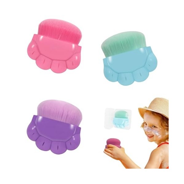 Ruzister Sunblock Buddy Brush Lot de 3 applicateurs de protection solaire pour enfants avec étui de protection pour une appli