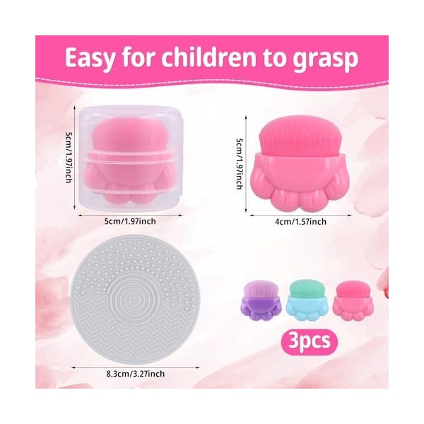3pcs Applicateur de Crème Solaire pour Enfants, avec Étui de Protection Portable Applicateur de Crème Solaire Poils Doux Bros