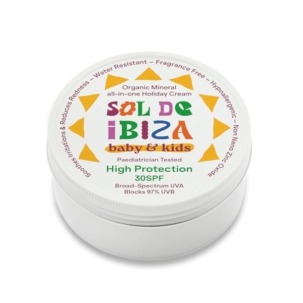 Sol De Ibiza - Protection Solaire Naturelle SPF30 - Visage & Corps - 100% naturel - Resistant à leau - Sans plastique - Resp
