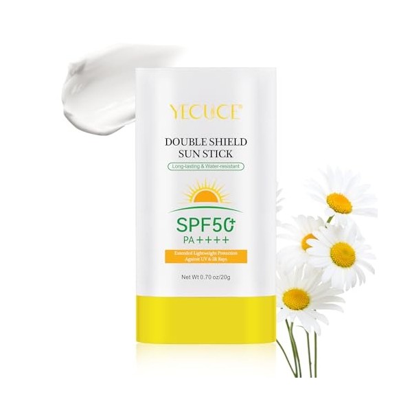 Barre Solaire Spf 50 +, Barre Solaire Solide, 20G Double Shield Sun Bar | Crème Solaire Hydratante, Longue Durée De Vie Imper