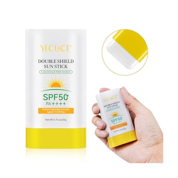 Barre Solaire Spf 50 +, Barre Solaire Solide, 20G Double Shield Sun Bar | Crème Solaire Hydratante, Longue Durée De Vie Imper