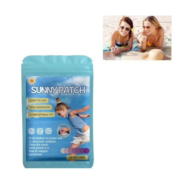 Patch de Protection Solaire,Patchs de Détection UV,Autocollants UY pour Crème Solaire,Patchs Solaires UV,Autocollant de Détec