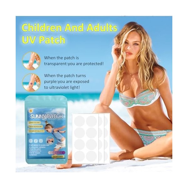 Patch de Protection Solaire,Patchs de Détection UV,Autocollants UY pour Crème Solaire,Patchs Solaires UV,Autocollant de Détec