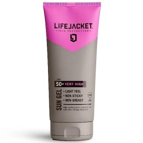 LIFEJACKET Gel de Protection Solaire SPF 50 UVA, UVA 5* Visage + Corps. Léger, non gras, résistant à leau, sans cruauté enve