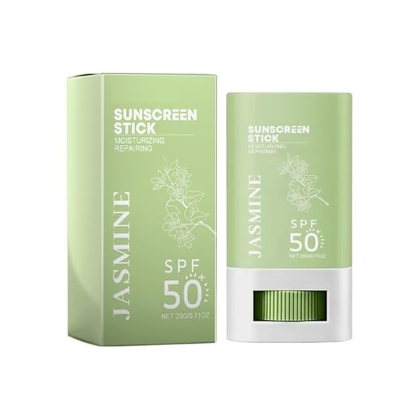 KARLOR Jasmin Crème solaire en stick pour le visage et le corps Protection solaire SPF 50+ PA+++ Rayonnement UVA/UVB Crème so