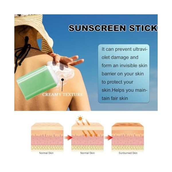 KARLOR Jasmin Crème solaire en stick pour le visage et le corps Protection solaire SPF 50+ PA+++ Rayonnement UVA/UVB Crème so