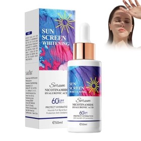 Crème Solaire Avec Niacinamide et Hyaluronate de Sodium, Sunscreen, Solaire Bio SPF 60+, Crème Solaire Visage et Corps, Prote