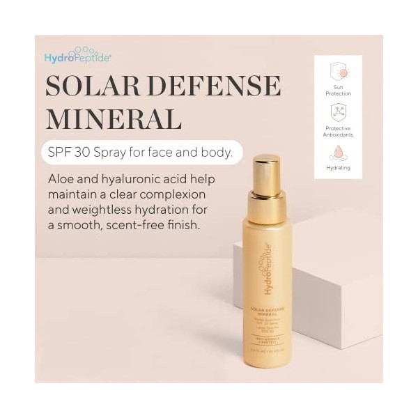 Hydropeptide Solar Defense Mineral Spray SPF 30 for Women 3.4 oz Sunscreen