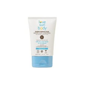 Love Sun Body, 100% dorigine naturelle, Crème solaire minérale Sheer Perfection FPS 50 pour le corps, sans parfum, crème sol