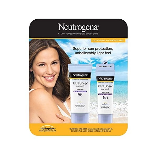 Neutrogena Ultra Sheer Spf 55 Sunscreen Light Weight Clean Feel 5.0 Fl Oz +3.0 Fl Oz Net Wt 8 Fl Oz