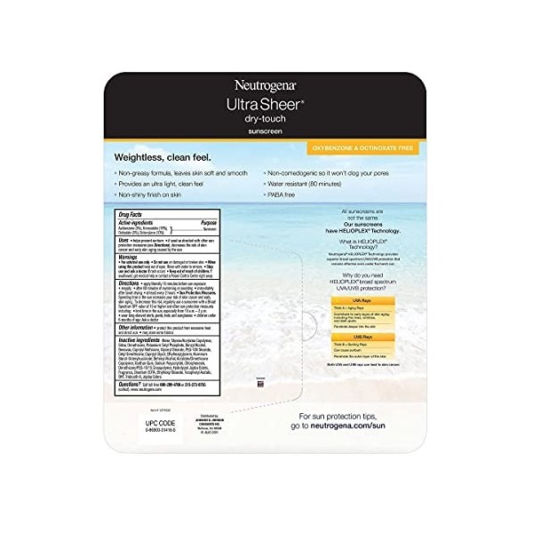 Neutrogena Ultra Sheer Spf 55 Sunscreen Light Weight Clean Feel 5.0 Fl Oz +3.0 Fl Oz Net Wt 8 Fl Oz