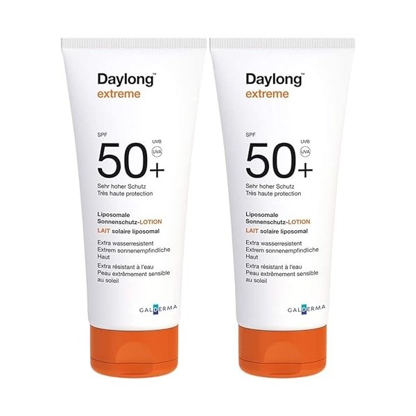 DAYLONG | Lait extrême SPF 50+ | Très haute protection | Formule liposomale haute tolérance | Texture lait non grasse & non-c