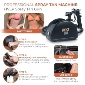 Bronze Tan Machine de bronzage professionnelle Machine de bronzage aérographe HVLP Mobile + livret de programme de formation 