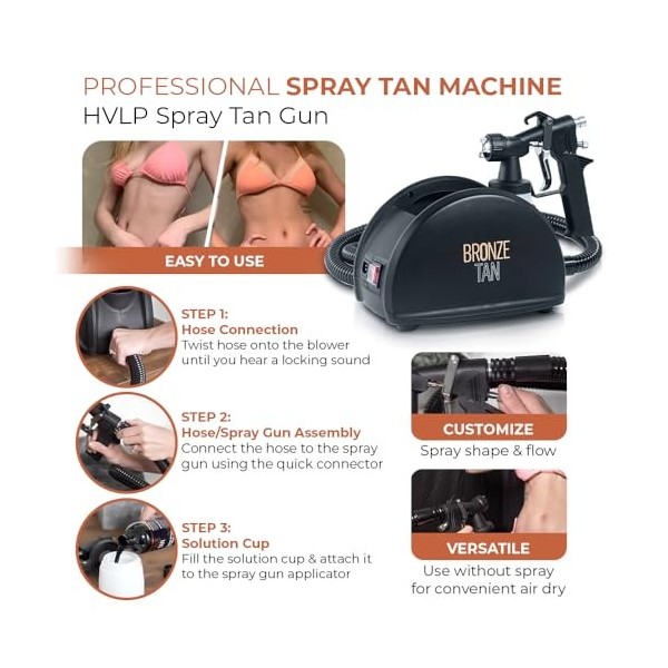 Bronze Tan Machine de bronzage professionnelle Machine de bronzage aérographe HVLP Mobile + livret de programme de formation 
