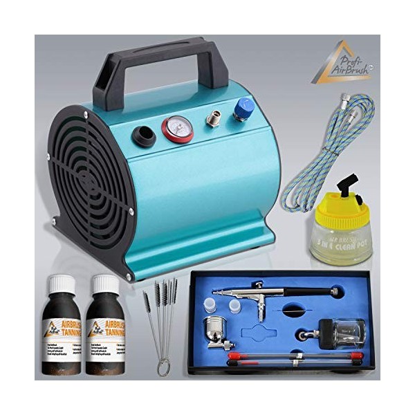 Airbrush Set Autobronzant avec compresseur aérographe Beauty Tan + Tanning de lotion pour Spray de Tanning Sunless Tan pour s