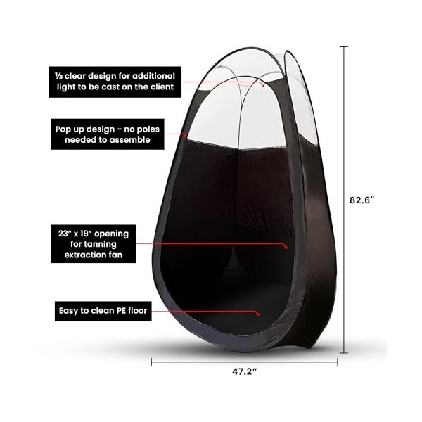 KobbTan Grande tente de bronzage de luxe – Tente pop-up portable avec étui de transport – Fenêtre transparente pour un bronza