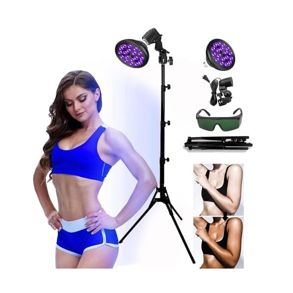 Lampe de bronzage au sol, dispositif dauto-bronzage pliable avec support réglable de 38,5 à 78,7 pouces, lumière violette de