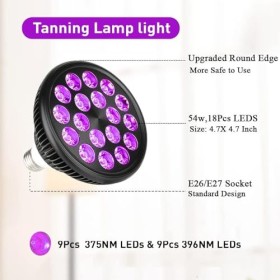 Appareil de Bronzage Domestique 395 nm, Lampe de Bronzage au Sol à lumière Violette 54 W for Un Usage Domestique, Support rég