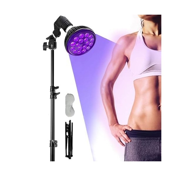 WHIPIN Lampe de Bronzage faciale Pliable, Machine faciale autobronzante 54 W avec trépied, Appareil de Bronzage Portable for 