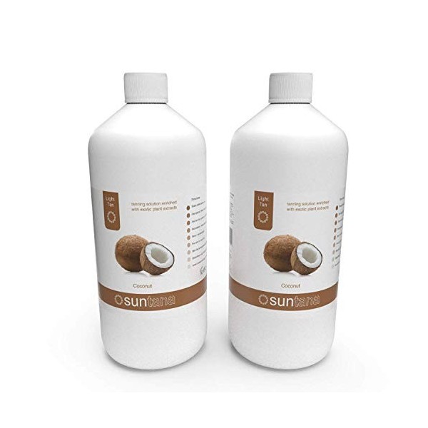 2000ml 2 X 1000ml Suntana Noix de Coco Lumière 8% Dha Spray Tan Solution