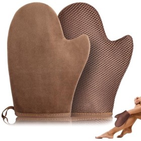 Lot de 2 gants de bronzage respirants, gants autobronzants applicateurs avec pouce, lavables et réutilisables, sans soleil