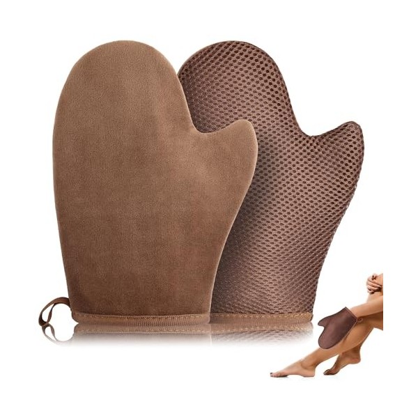 Lot de 2 gants de bronzage respirants, gants autobronzants applicateurs avec pouce, lavables et réutilisables, sans soleil