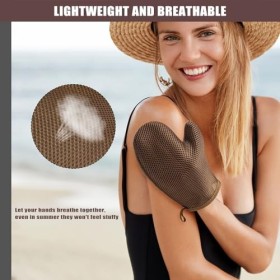 Lot de 2 gants de bronzage respirants, gants autobronzants applicateurs avec pouce, lavables et réutilisables, sans soleil