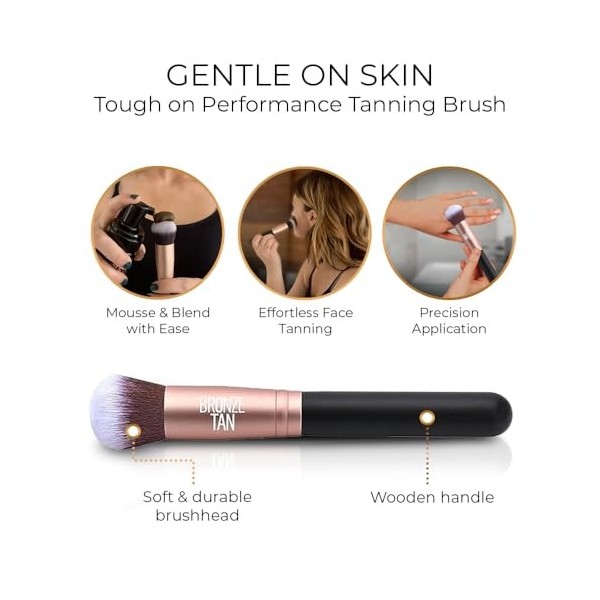 Bronze Tan Sunless Tanning Face Brush - Easily Apply Self Tanner to Face and Hard to Blend Areas