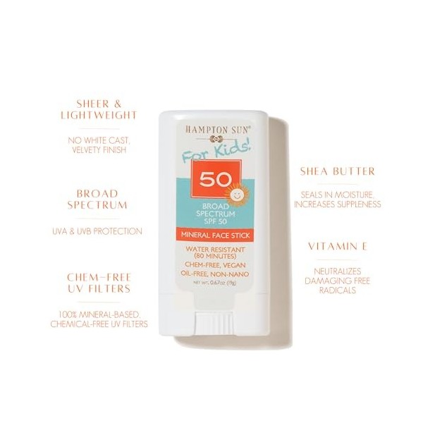 Mineral Face Stick SPF 50 by Hampton Sun for Kids - 0.67 oz Sunscreen