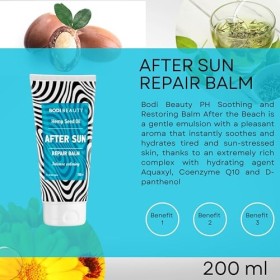 BODI BEAUTY After Sun Baume apaisant et réparateur après la plage avec Q10, vitamines A, E et D-panthénol, complexe dhuiles,