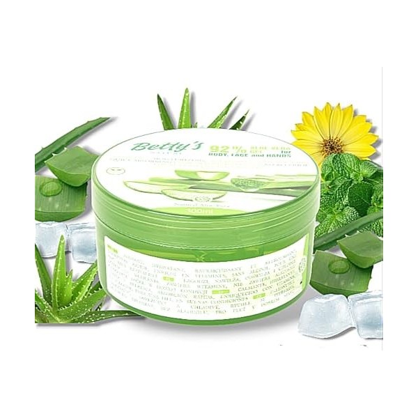 Gel à lAloe Vera Corps Visage et Mains 100% Naturel 300ml, Tout Type de Peau, Apaisant - Hydratant - Rafraichissant, Enrechi