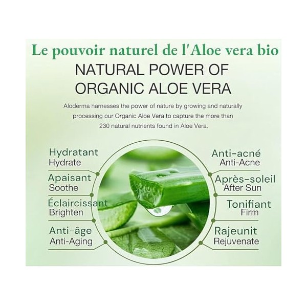 Gel à lAloe Vera Corps Visage et Mains 100% Naturel 300ml, Tout Type de Peau, Apaisant - Hydratant - Rafraichissant, Enrechi